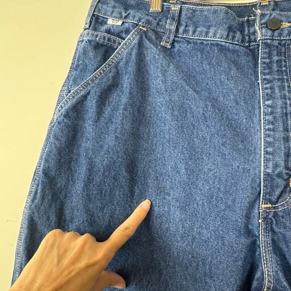 Carhartt Blue Flame-Resistant Signature Denim Dungaree Jeans Size 38x30 - Picture 3 of 8